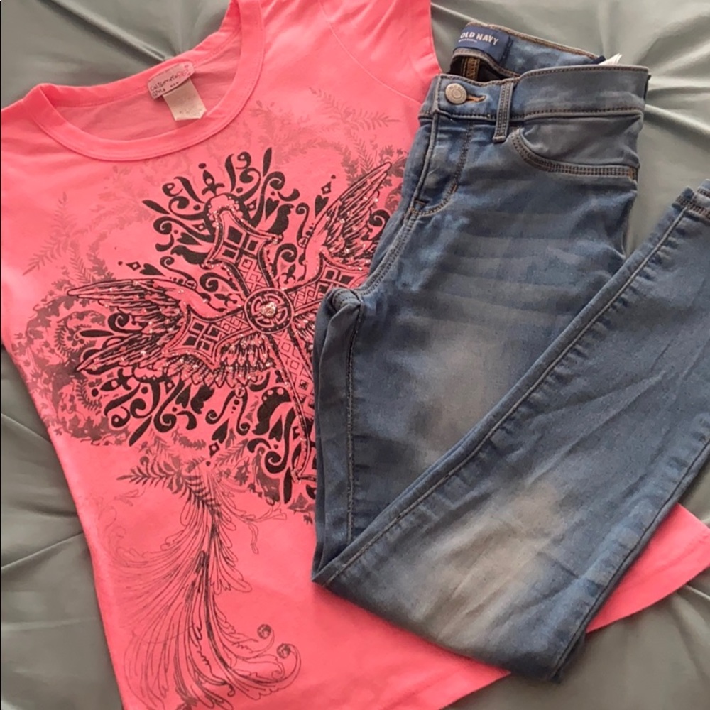 Girls Size 10 - ballerina jeans and T-shirt set